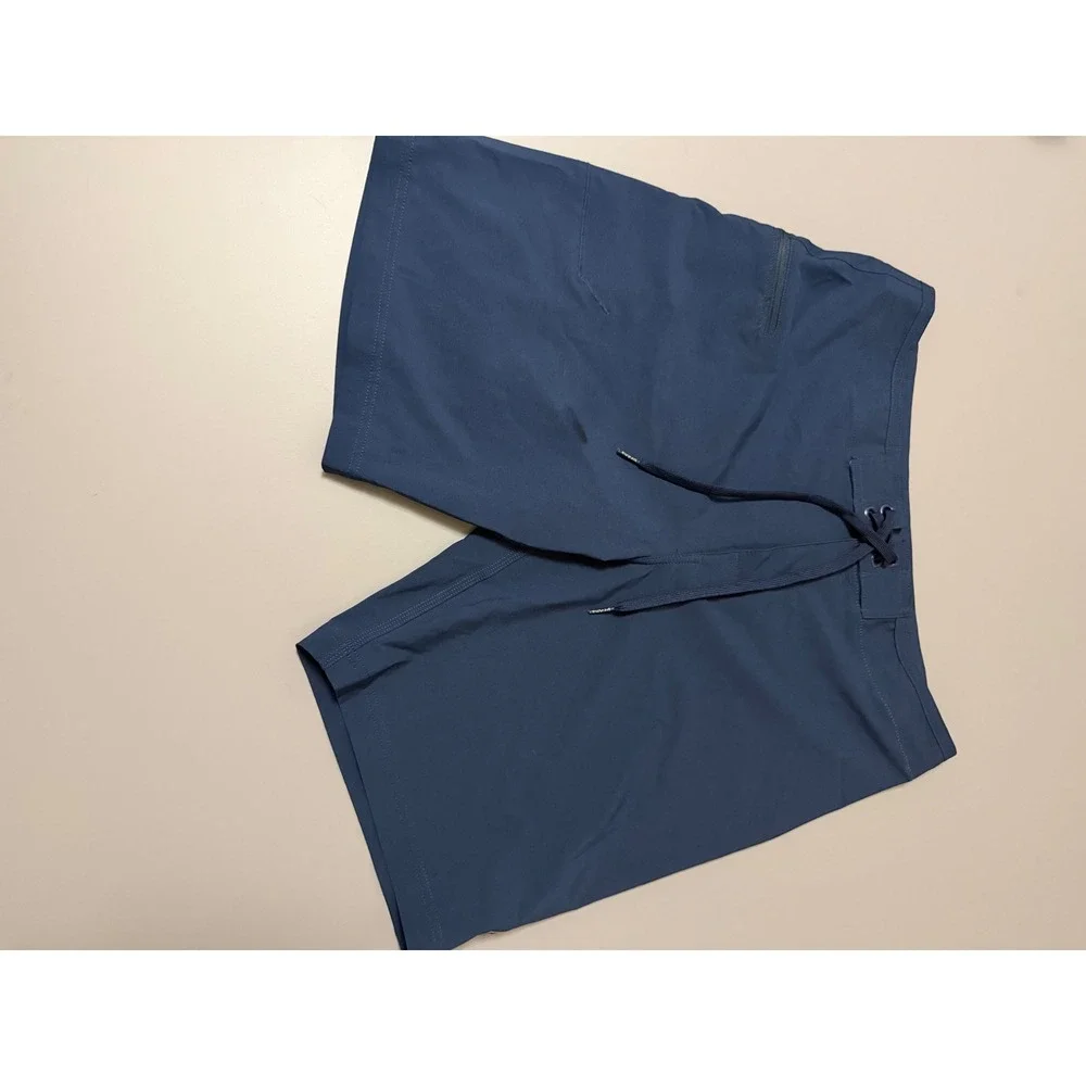 Prana Mens Navy Blue Board Shorts Size 33 UPF 50+ Recycled Stretch Swim Trunks